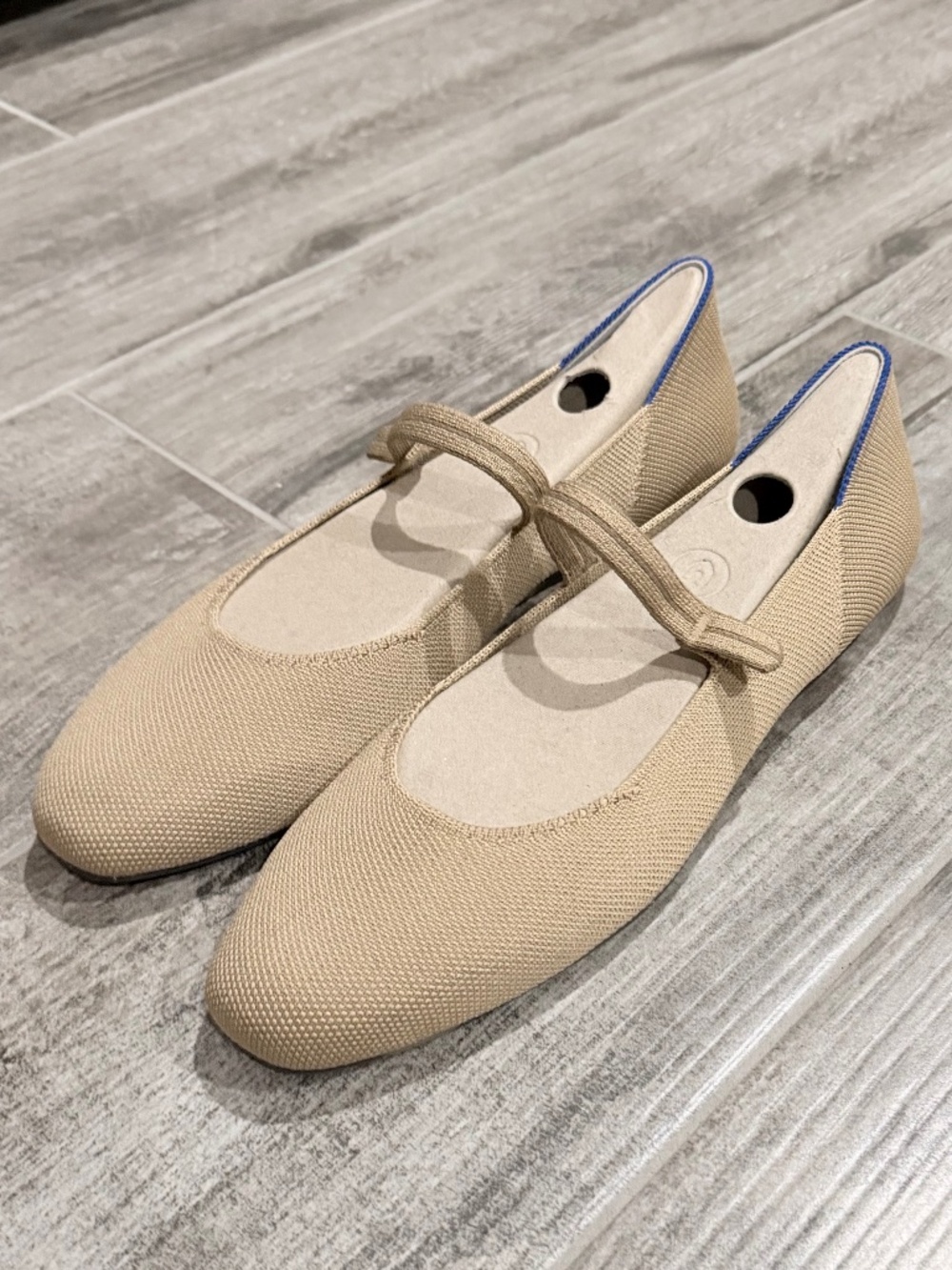 Rothyβs The Square Mary Jane Flats Beige Size 10 NEW Without Box
